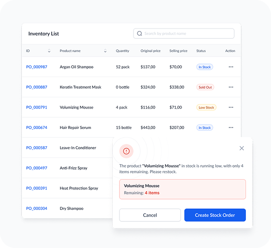 Keep track of your products in real time